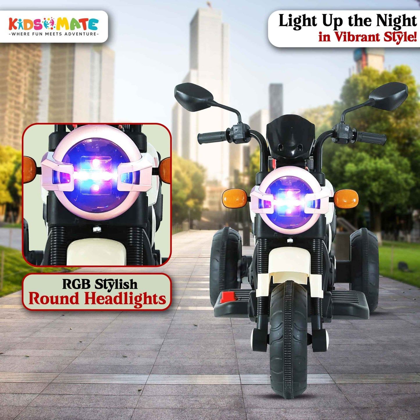Kidsmate X-Power Ultimate Fun Electric Bike for Kids | 6V 4AH Battery, Dual Suspension with LED Lights & Comfy Backrest | Battery Bike for Kids for Ages 1-5 Years - Red