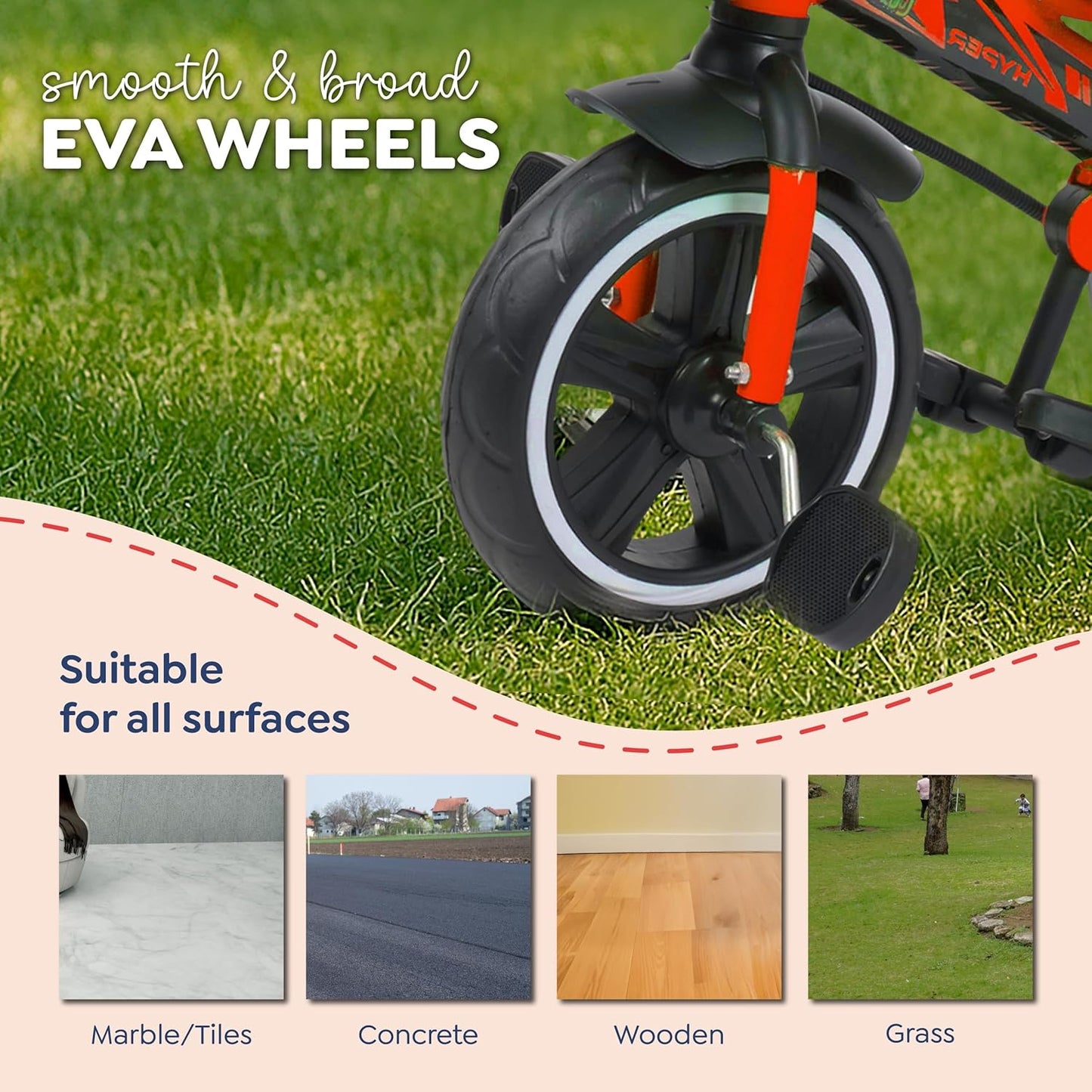 Luusa® TFT Hyper 500 PRO Canopy Plug N Play Tricycle/Baby Tricycle with Parental Control for Age Group 2+ Years Boys/Girls/Carrying Capacity Upto 30-KGS Proudly Made in India (ICE-Blue)