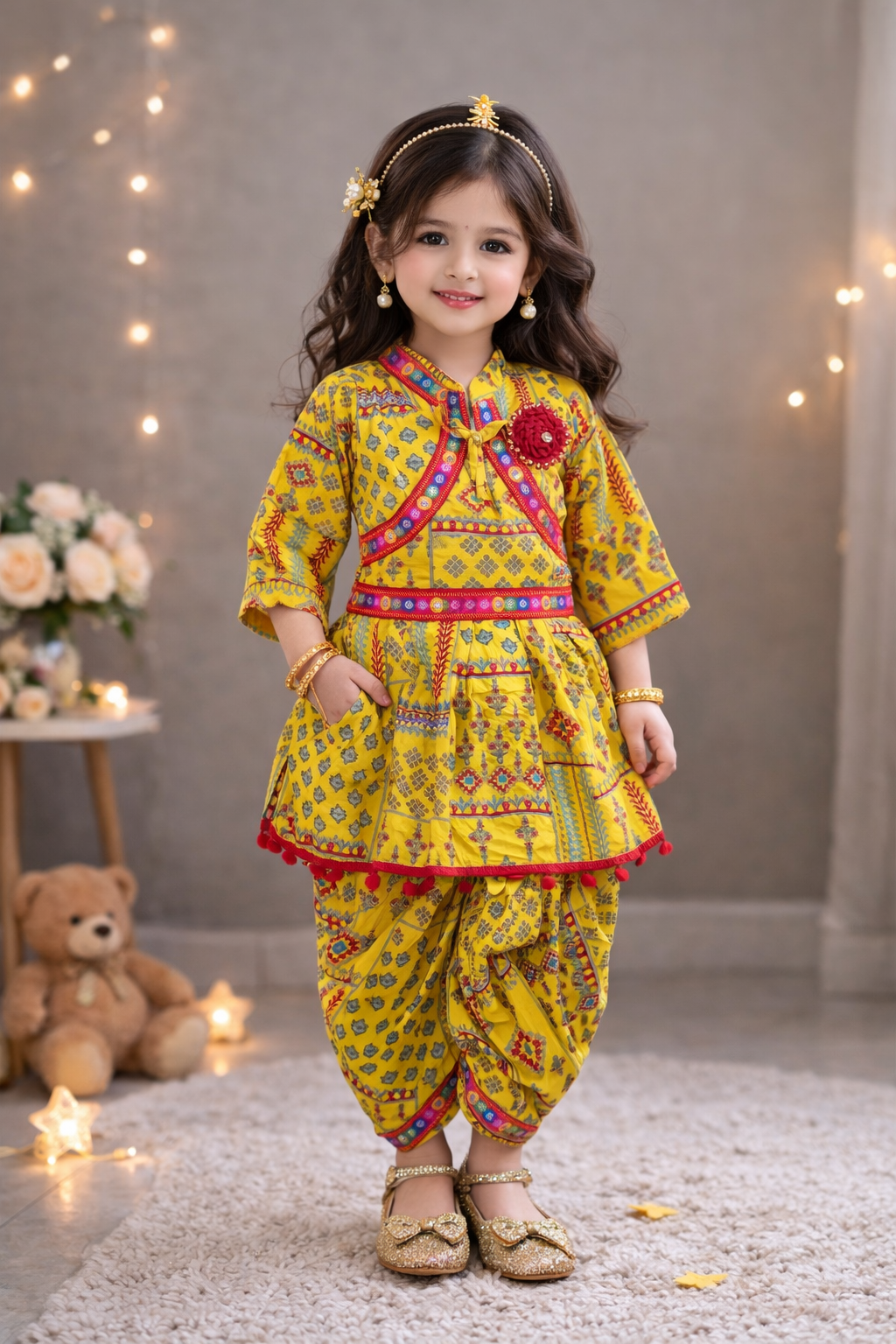 Yellow and Red Vibrant Traditional Ethnic Dress