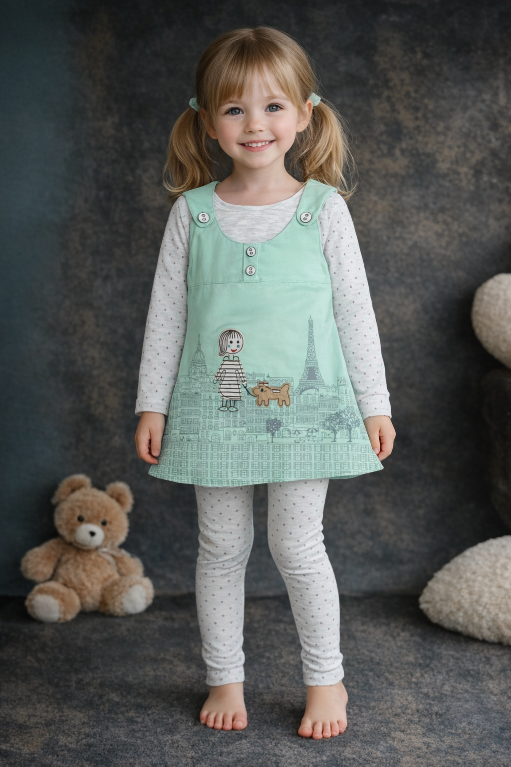 Charming Girl's Classic Top Pajama Set for Girls