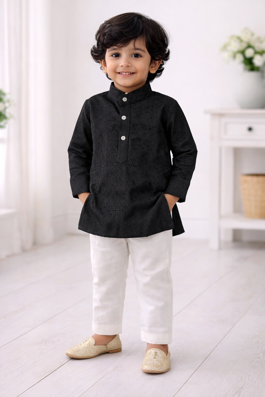 Elegant Black Kurta Kids - Stylish and Comfortable Wear