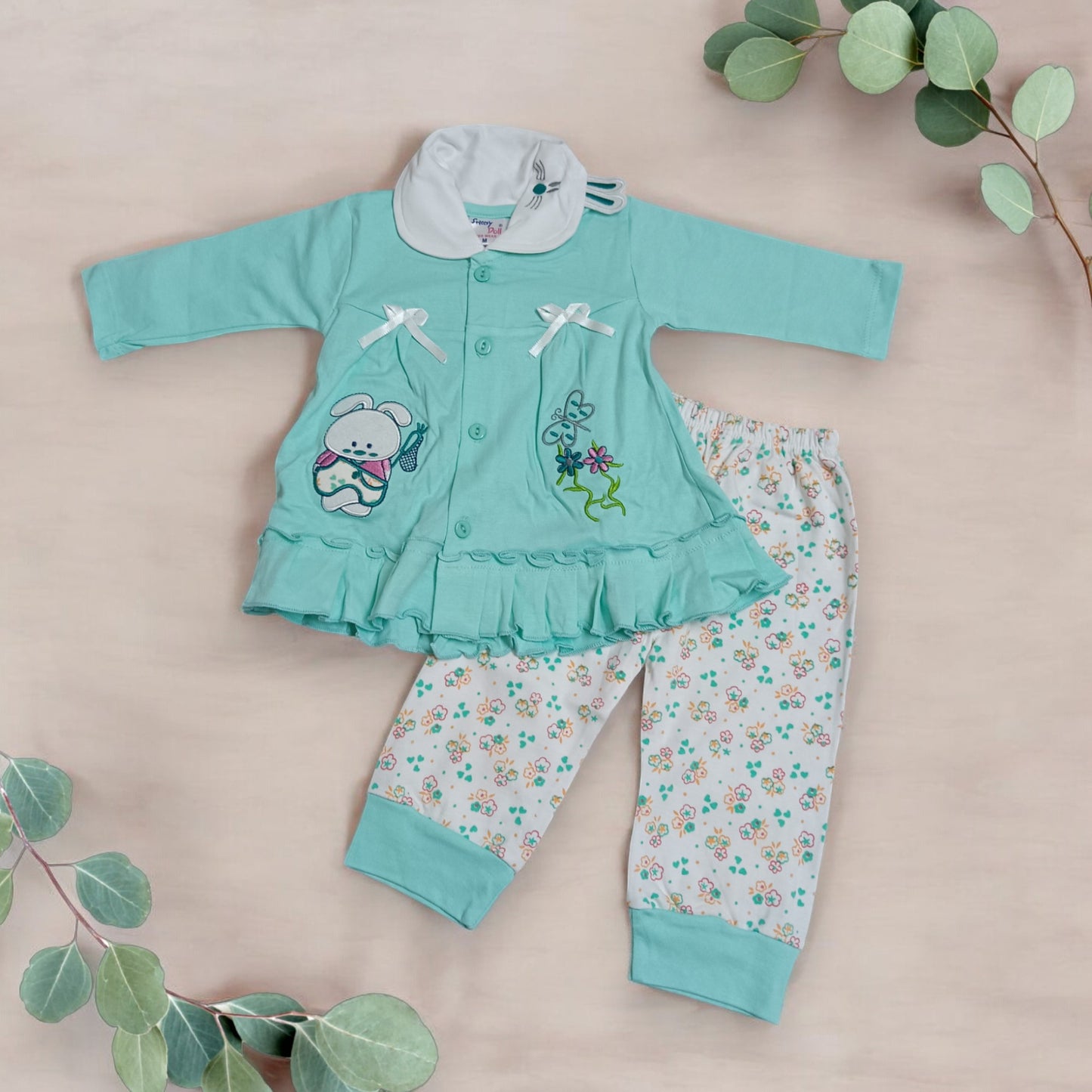 Adorable Floral Animal Print Pajama Set and Top