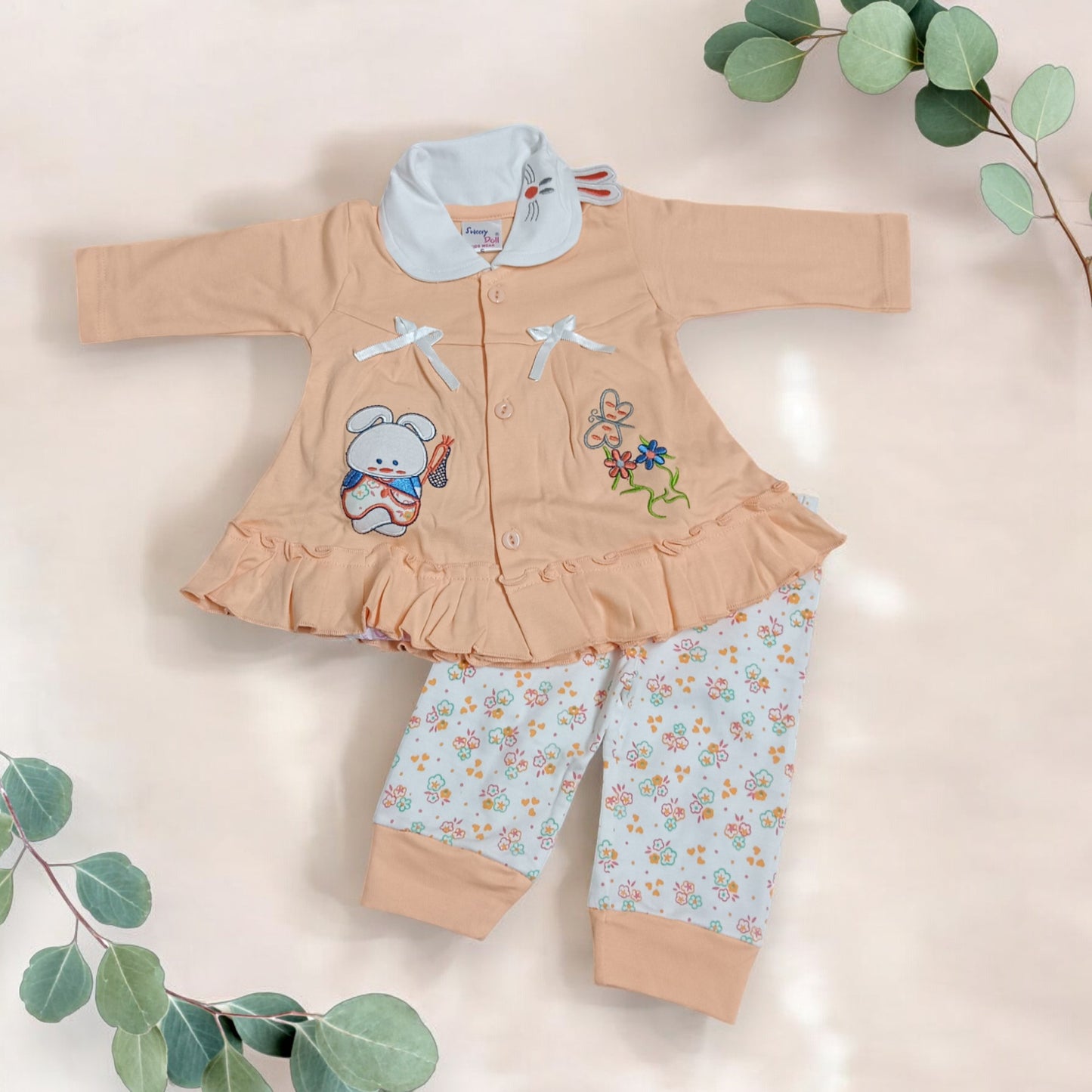 Adorable Floral Animal Print Pajama Set and Top