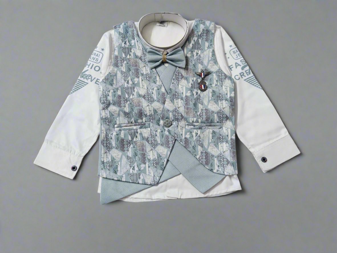Boy's Stylish Suit with Shirt, Coat, Pant, Bow for weddings, birthdays
