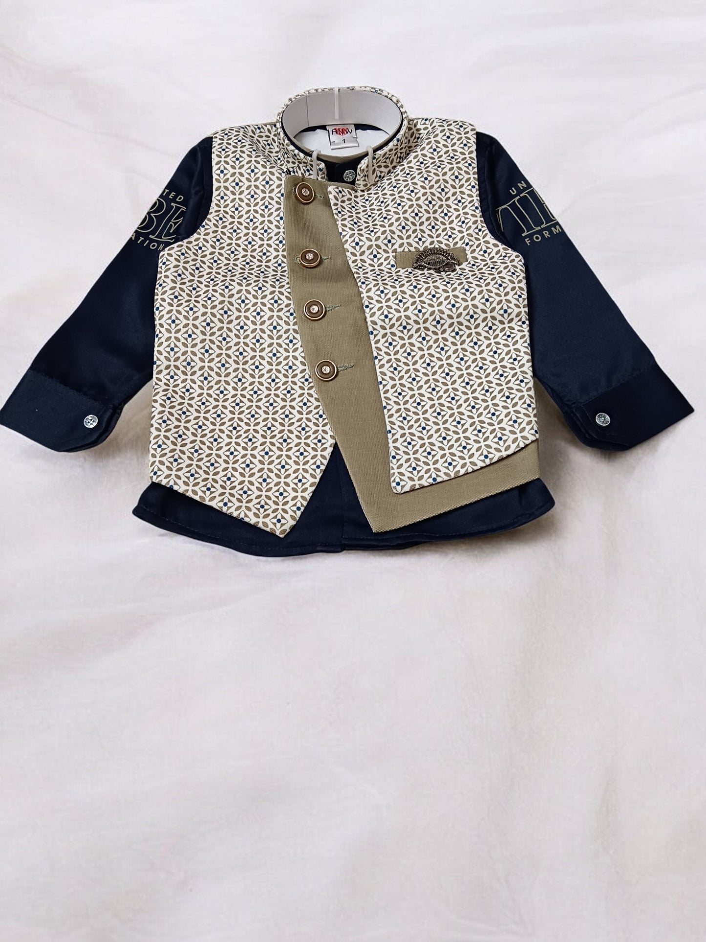 Stylish Boys' Formal Wear Set with Printed Waistcoat- 3 Piece, Perfect for birthday, wedding - Bumblehugs