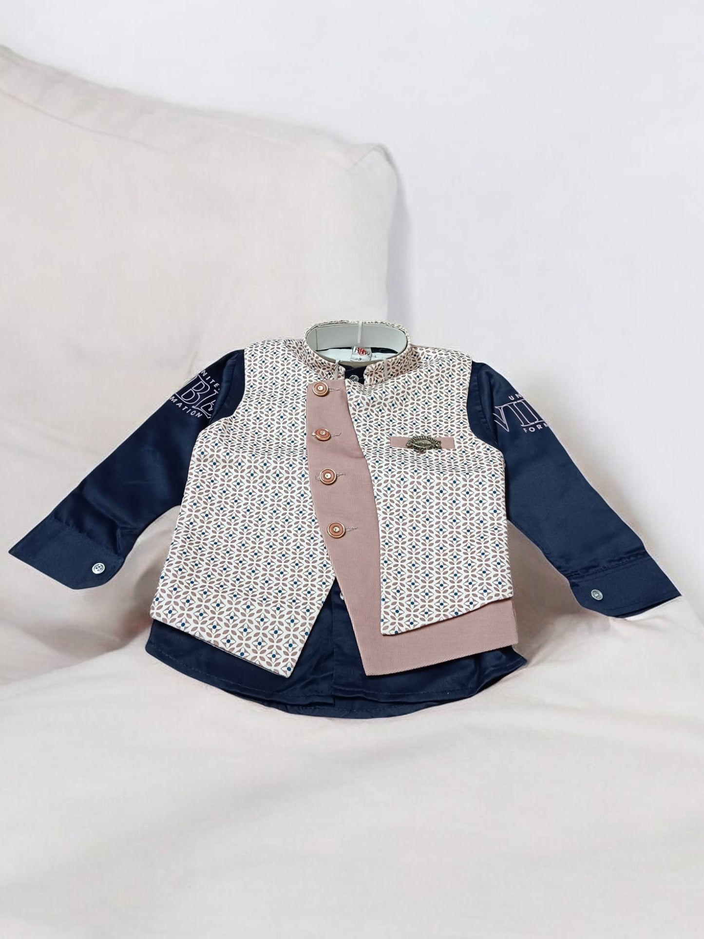 Stylish Boys' Formal Wear Set with Printed Waistcoat- 3 Piece, Perfect for birthday, wedding - Bumblehugs