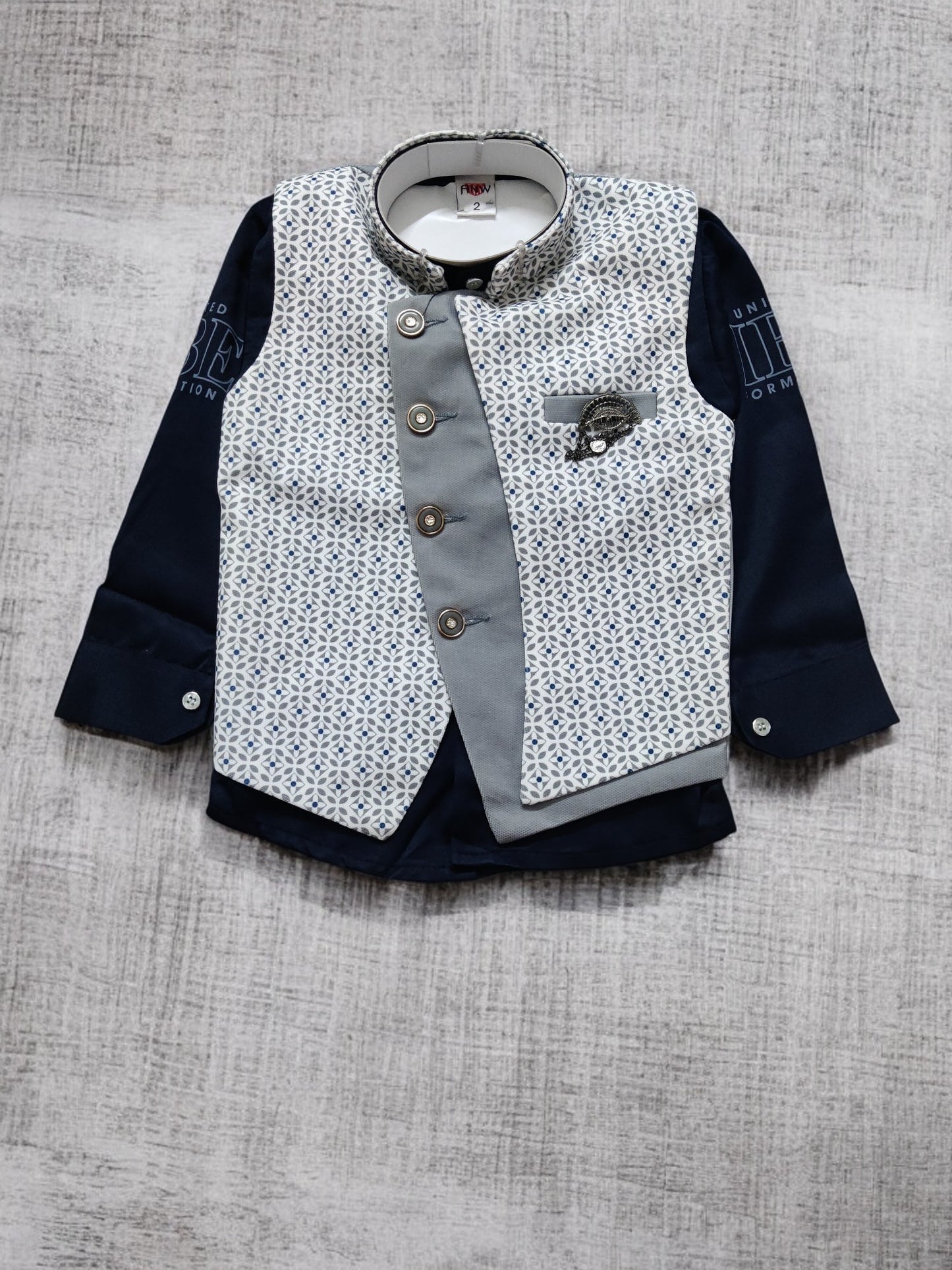 Stylish Boys' Formal Wear Set with Printed Waistcoat- 3 Piece, Perfect for birthday, wedding - Bumblehugs