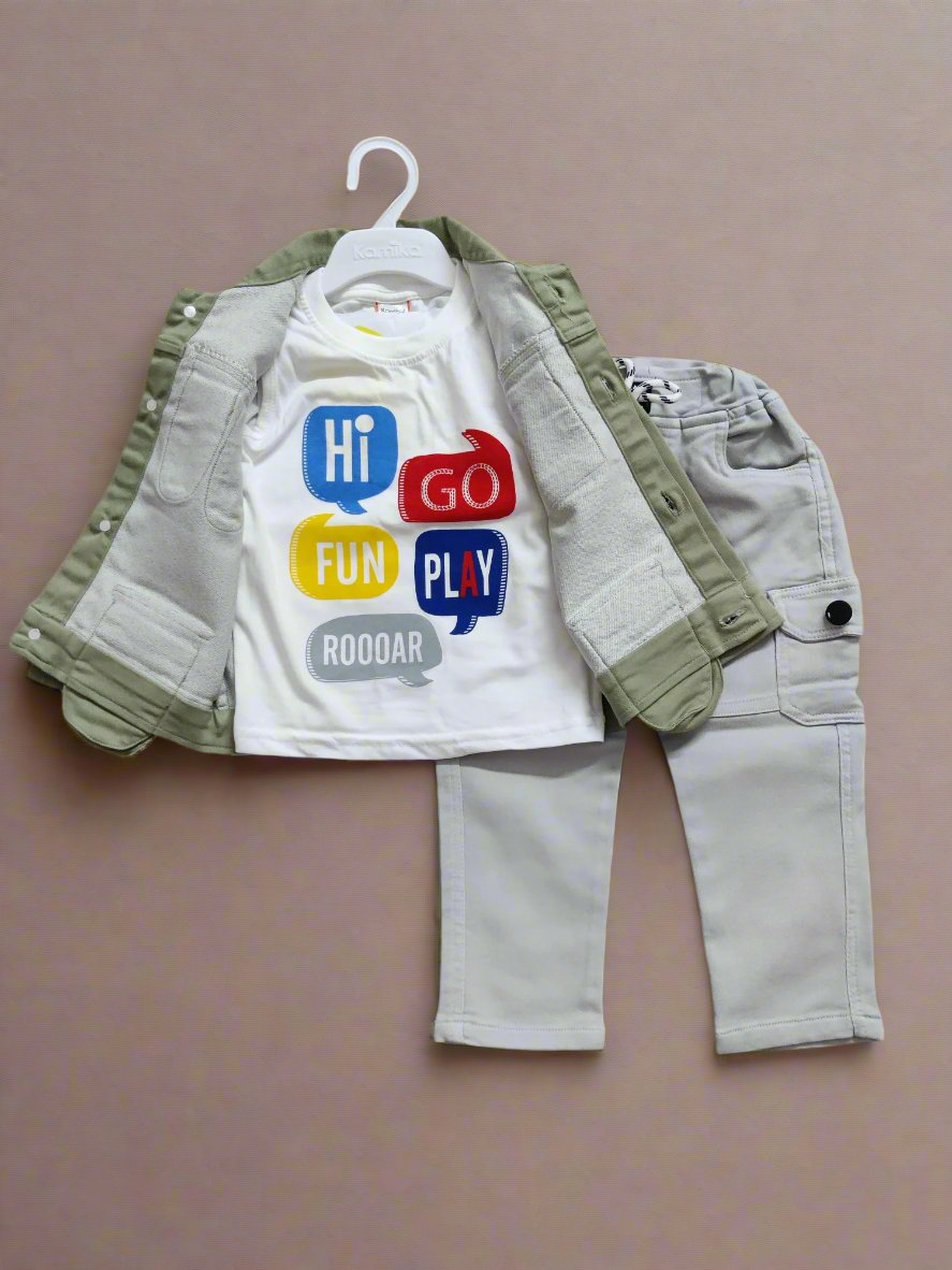 Trendy Kids' 3-Piece Outfit Set - Jacket, T-Shirt, and Pants, Perfect for birthday, wedding - Bumblehugs