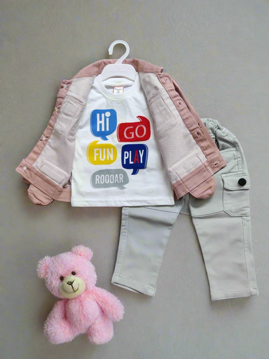 Trendy Kids' 3-Piece Outfit Set - Jacket, T-Shirt, and Pants, Perfect for birthday, wedding - Bumblehugs