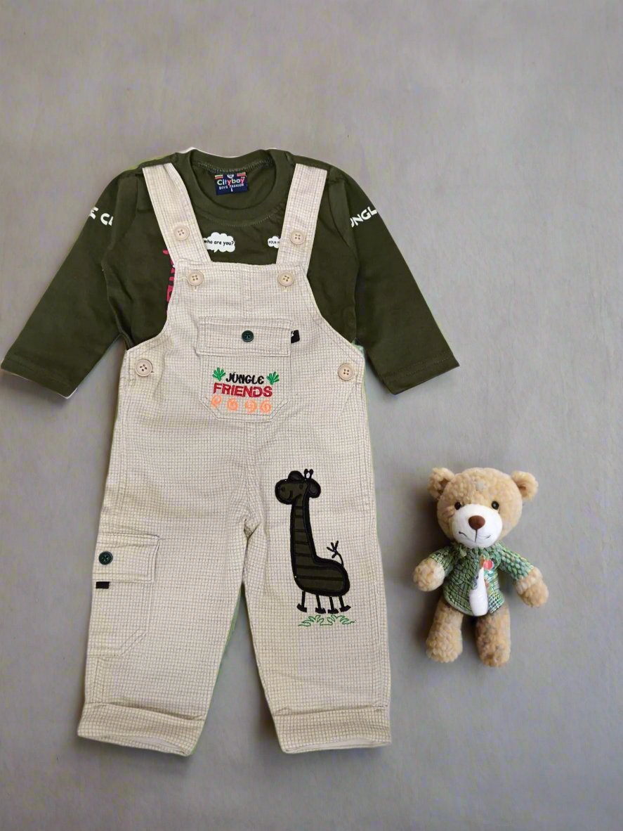 Adorable Jungle-Themed Kids' Dungaree for Fun and Adventure