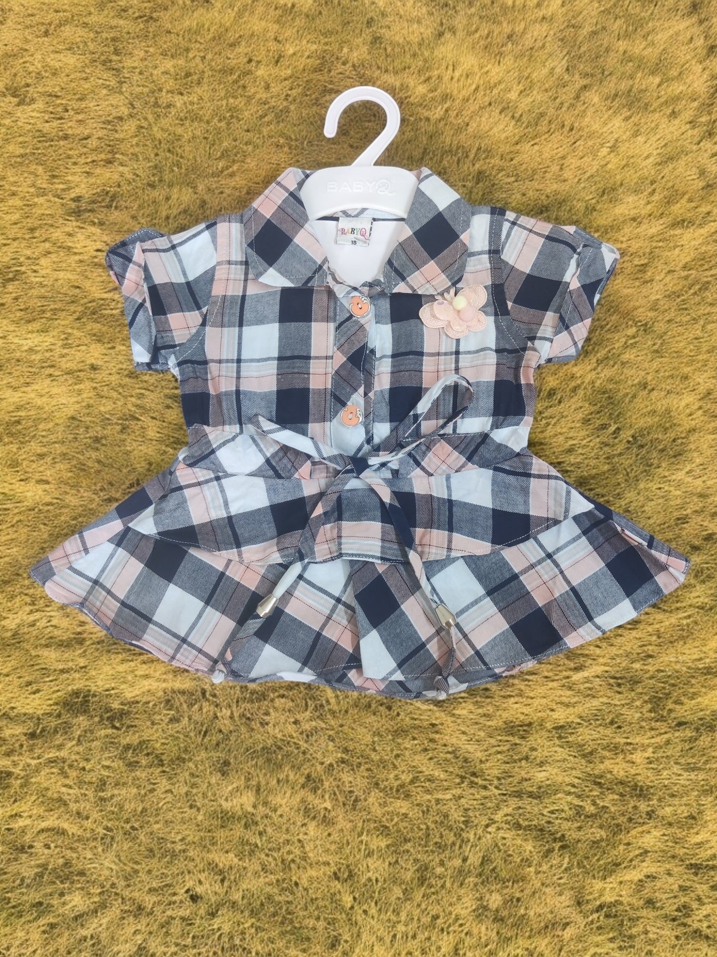 Charming Multicolored Plaid girl's top and jeans set - Bumblehugs