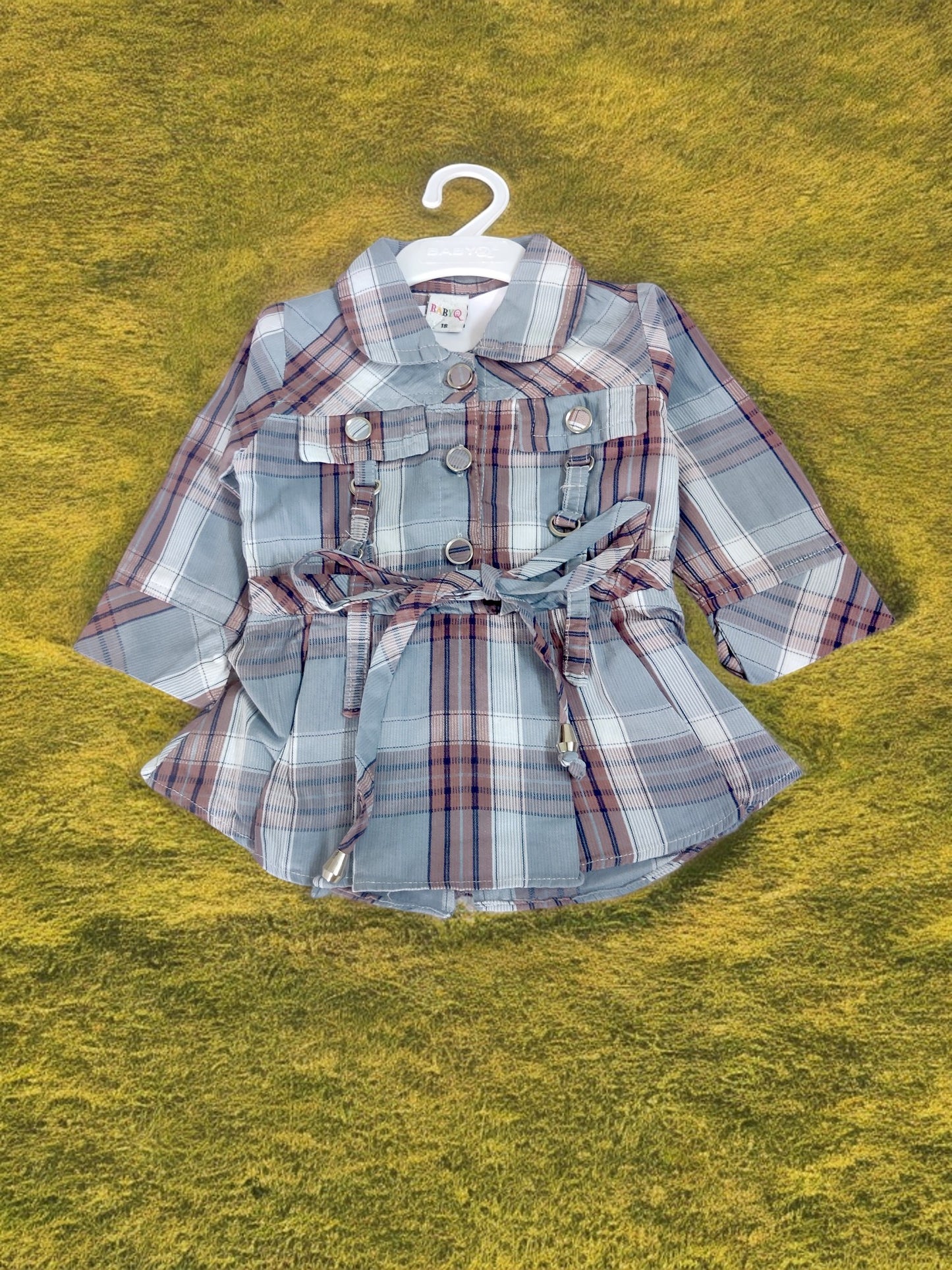 Stylish Plaid Top with Dark Blue Pants for girls - Bumblehugs