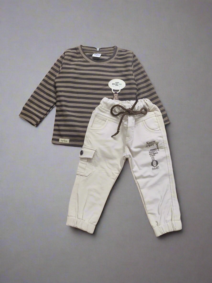 Cozy Kids' Outfit bear design full sleeve tshirt and jeans set - Bumblehugs