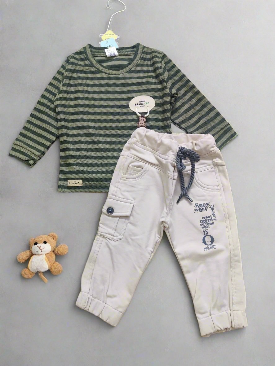 Cozy Kids' Outfit bear design full sleeve tshirt and jeans set - Bumblehugs
