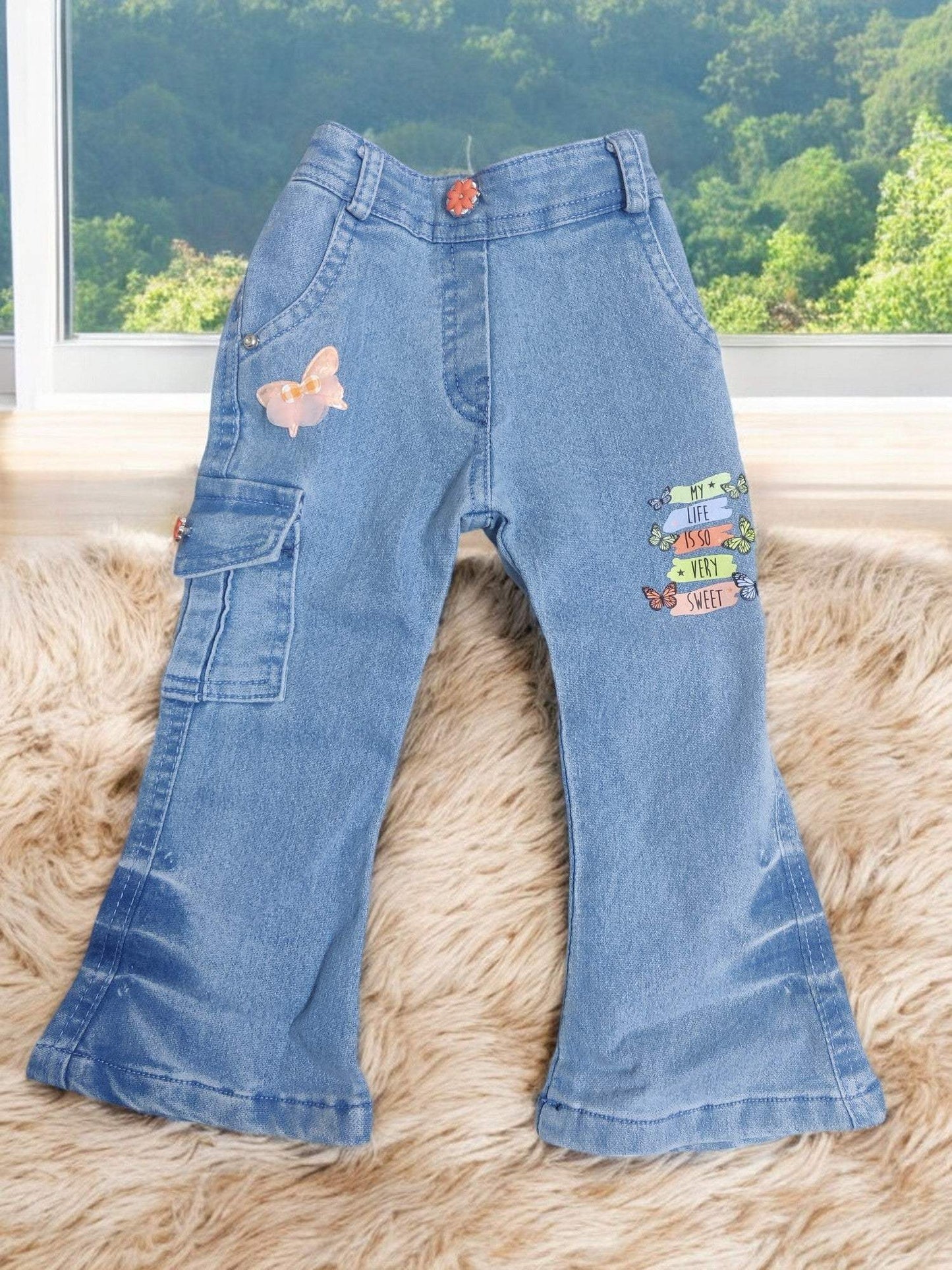Stylish Children's Striped Outfit top and denim jeans