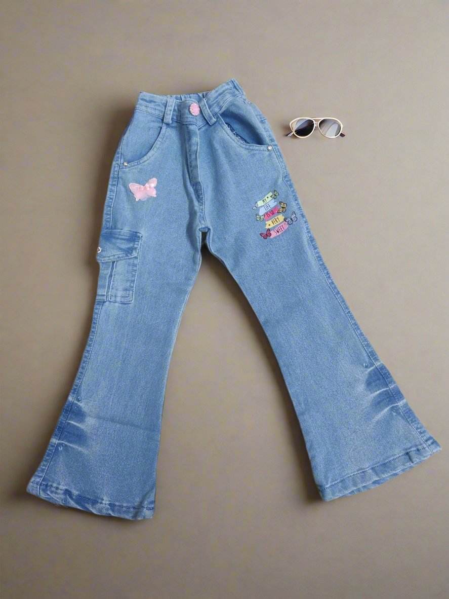 Stylish Children's Striped Outfit top and denim jeans