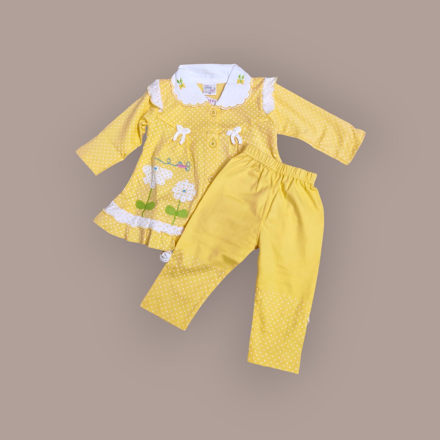 Cozy Girls' frock top and Pajama Set with Polka Dots - Bumblehugs
