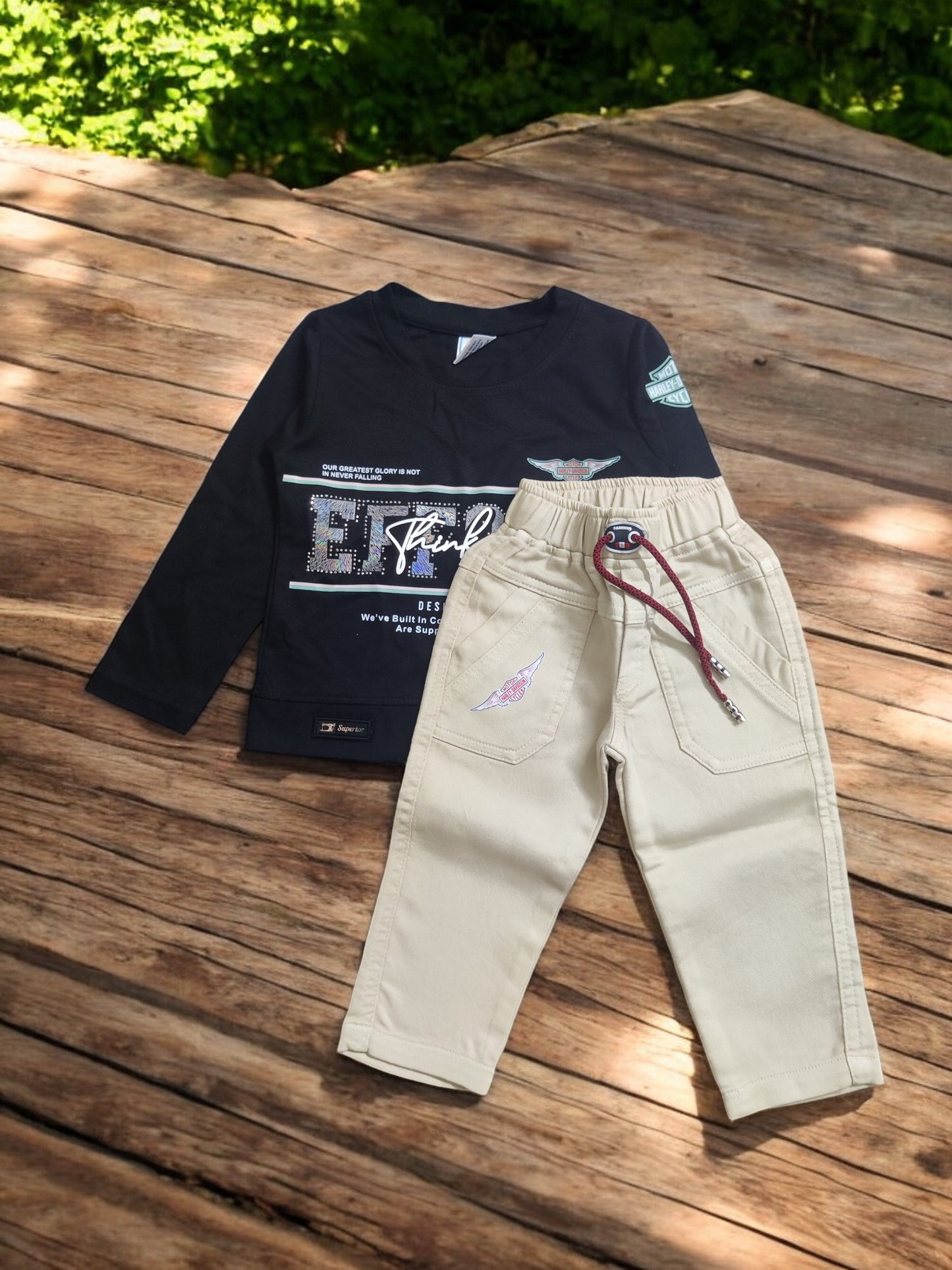 Vibrant Children's Outfit, full sleeve tshirt and jeans set - Bumblehugs