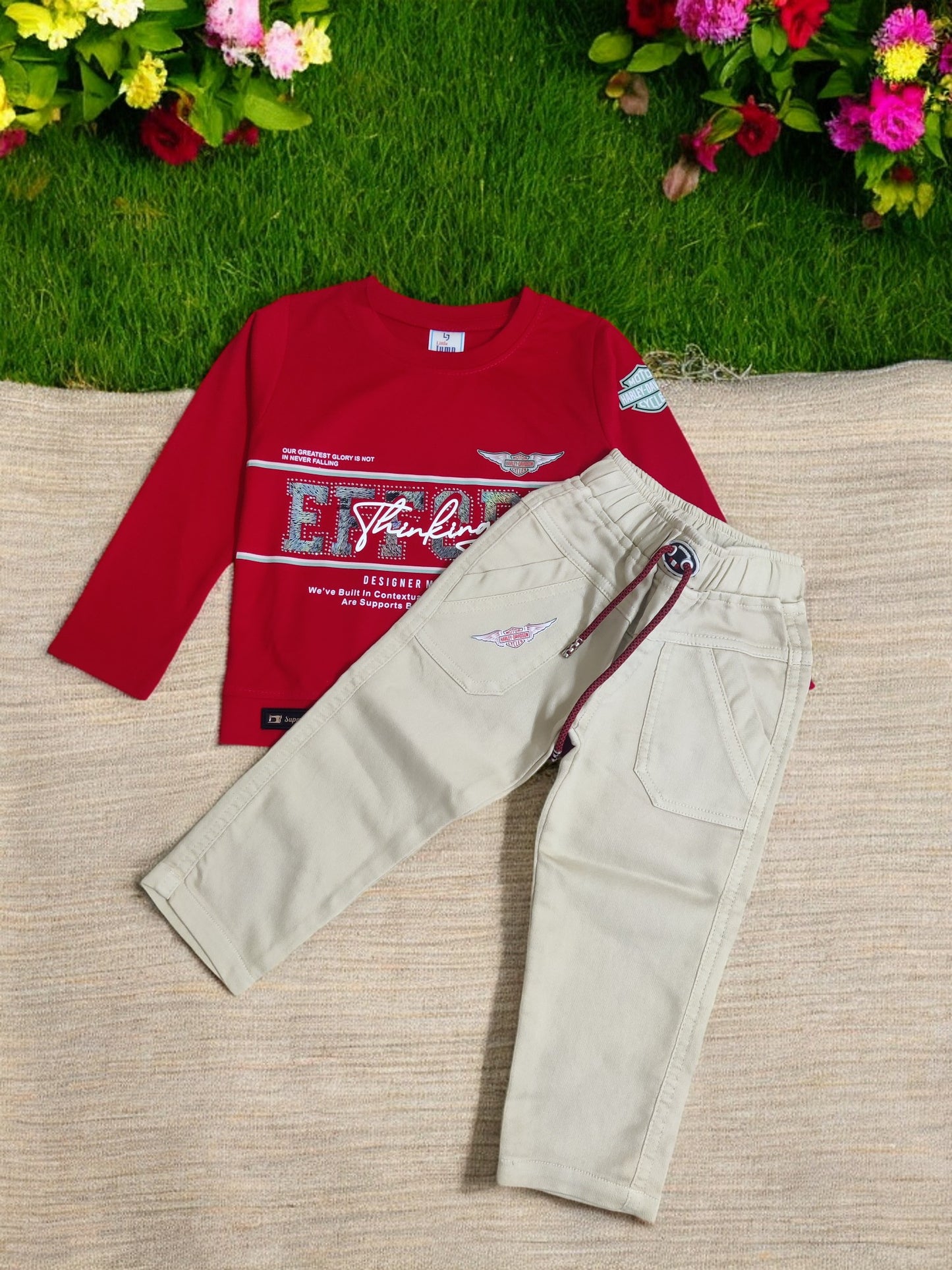 Vibrant Children's Outfit, full sleeve tshirt and jeans set - Bumblehugs