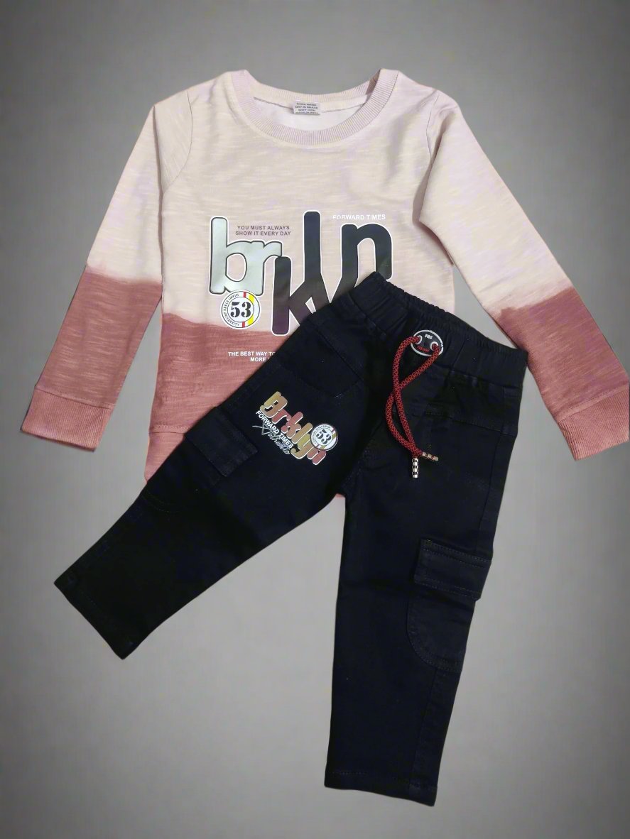 Gradient Outfit Set for Trendsetters boys, full sleeve tshirt and jeans set - Bumblehugs