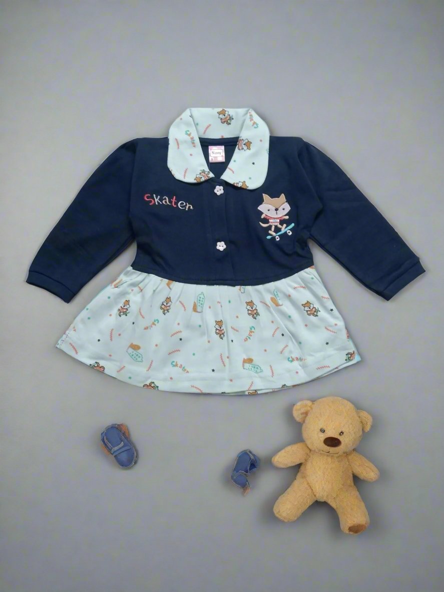 Charming Baby frock and pajama set with printed details - Bumblehugs