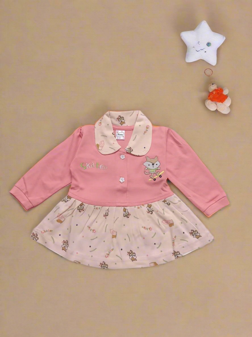 Charming Baby frock and pajama set with printed details - Bumblehugs