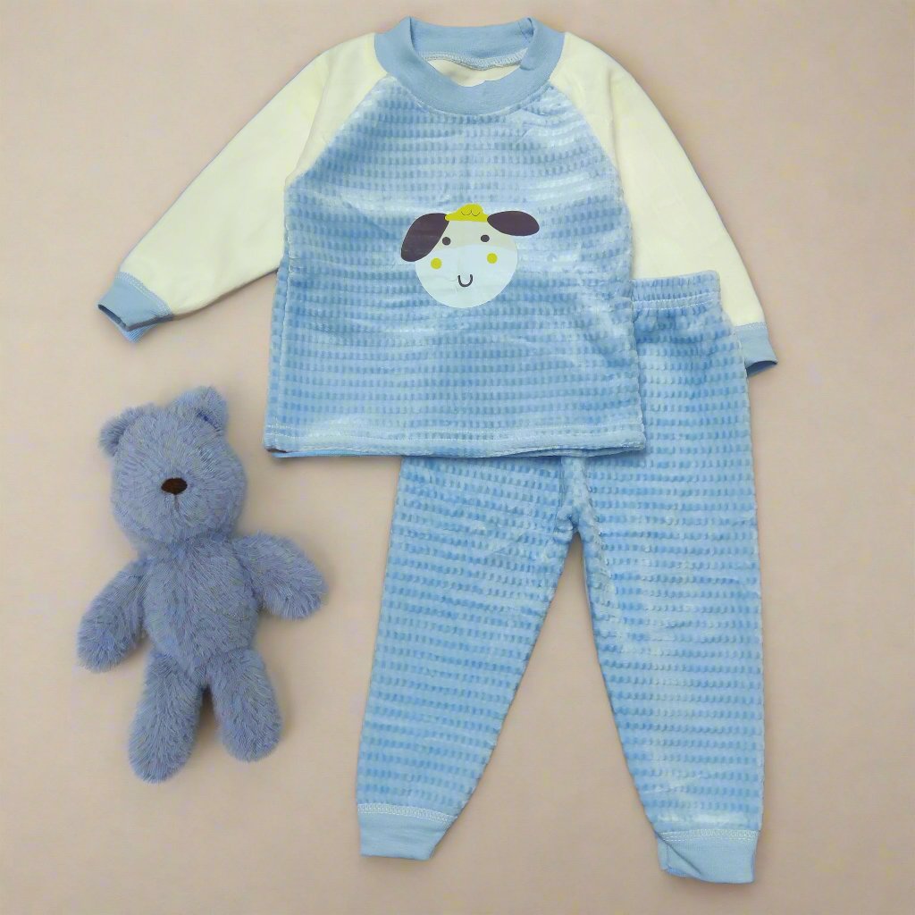 Adorable Blue and White Cartoon Top and Pajama set for kids