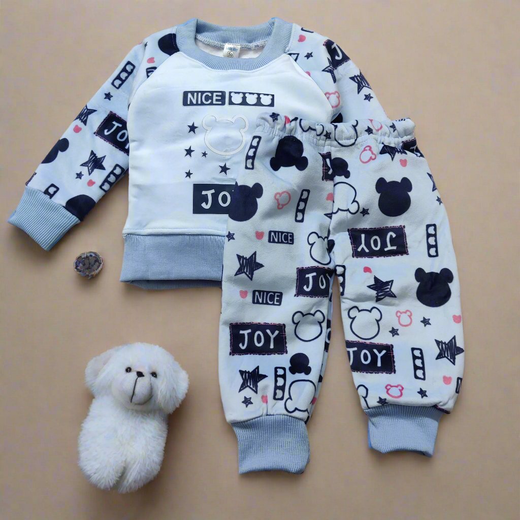 Adorable Light Blue Mickey Mouse Top and Pajama Set (Sweatshirt)