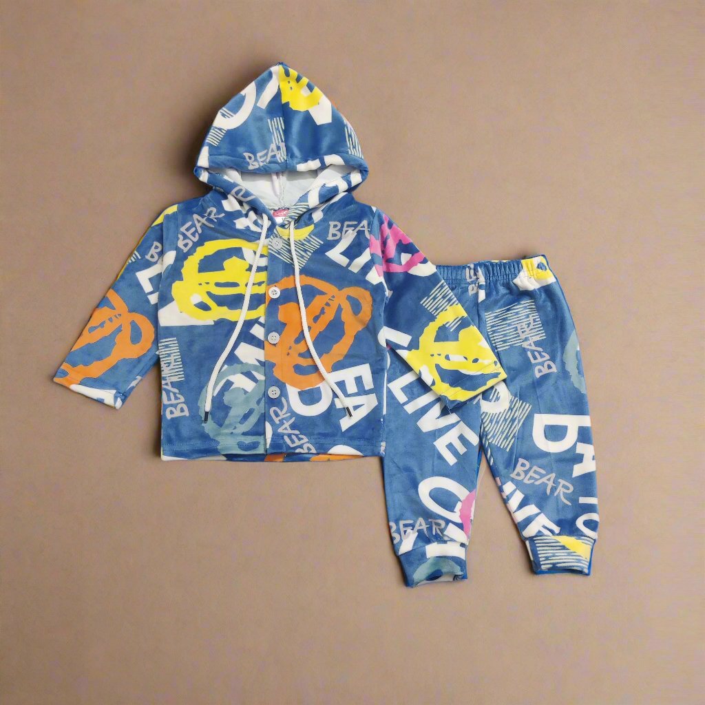 Colorful Bear Hooded Set for Kids - Cute and Cozy Clothing Set