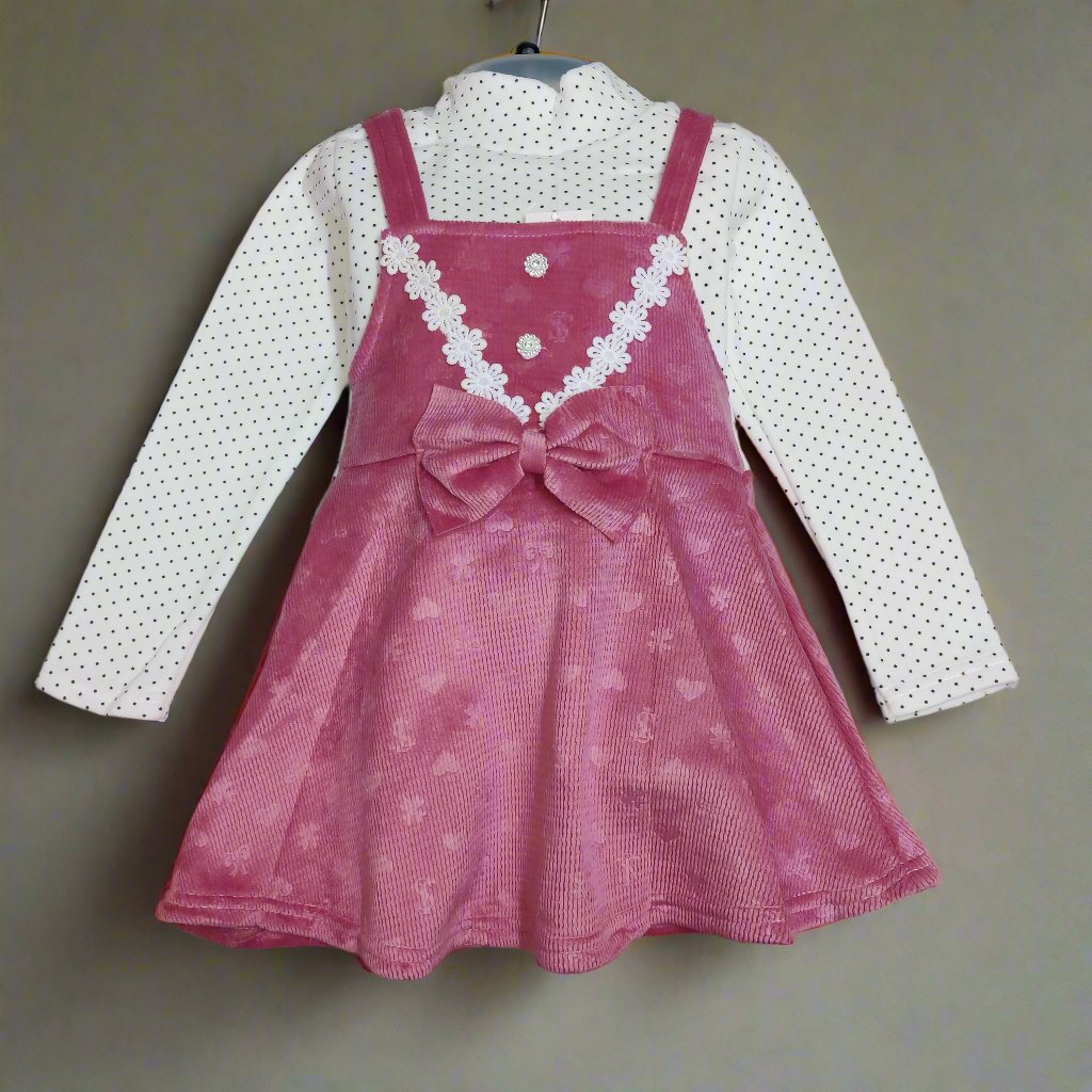 Charming Pink and White Polka Dot Dress for Kids