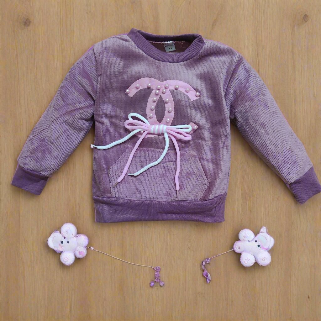 Cozy Purple Velvet Winter Outfit for Kids