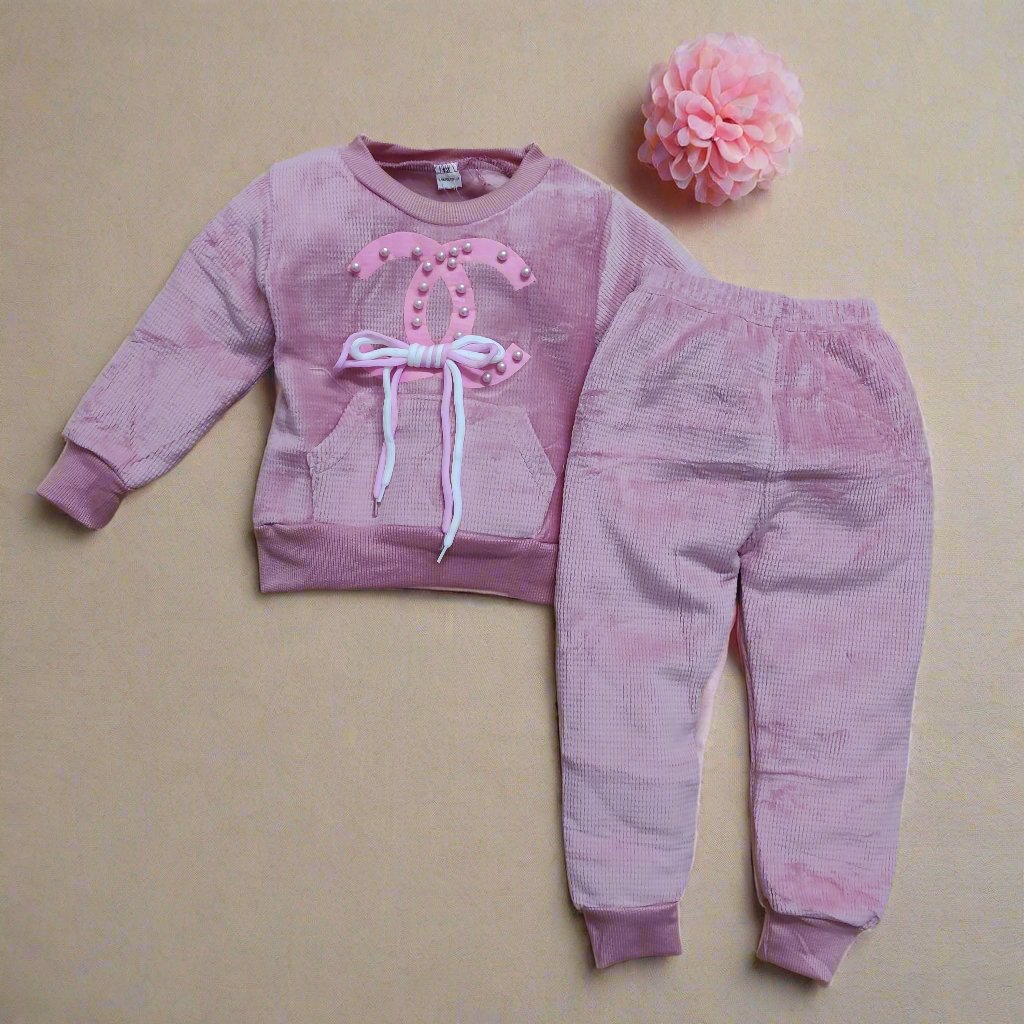 Cozy Light Pink Velvet Winter Outfit for Kids