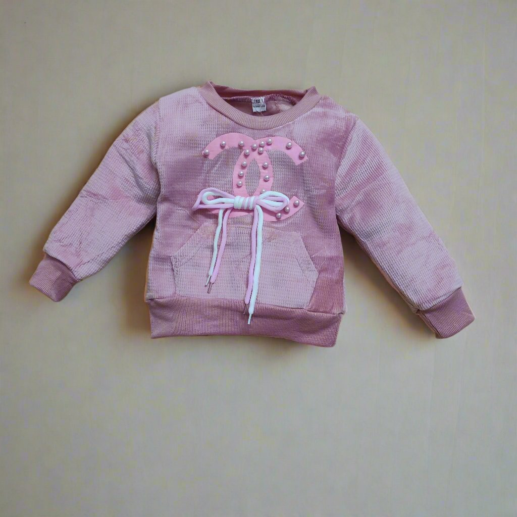 Cozy Light Pink Velvet Winter Outfit for Kids