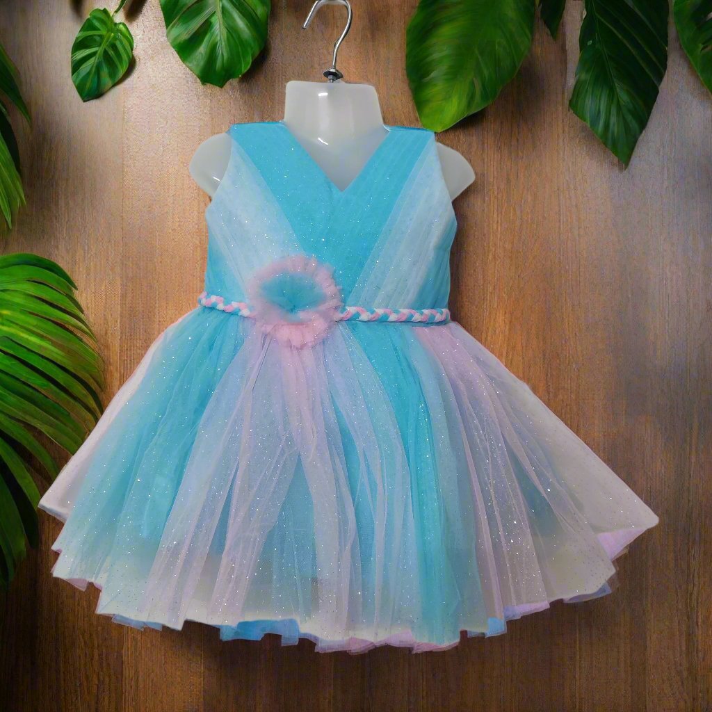 Elegant Blue and Pink Tulle Dress for Kids Tulle Dress