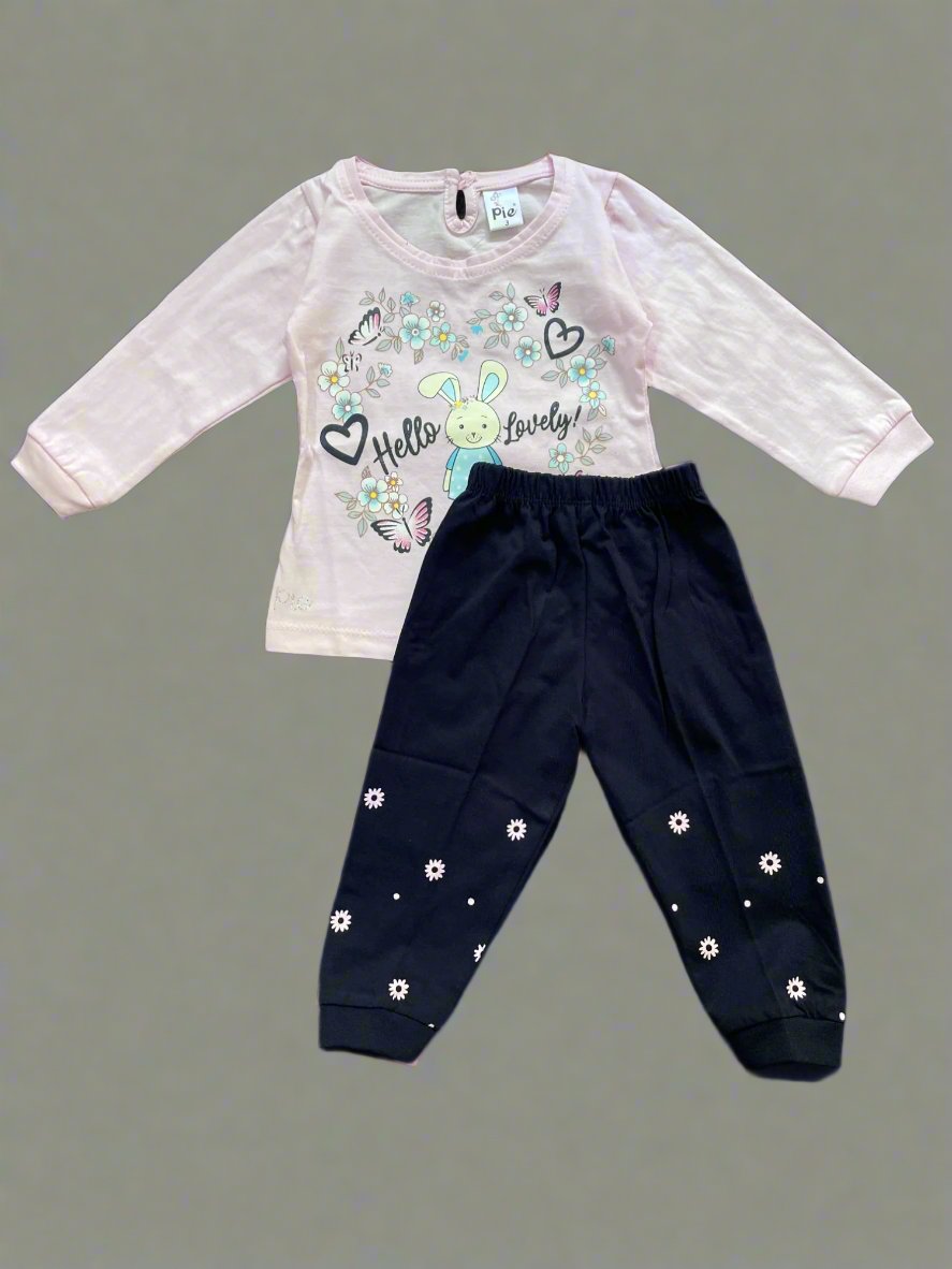 Adorable girl's full sleeve top and pajama set