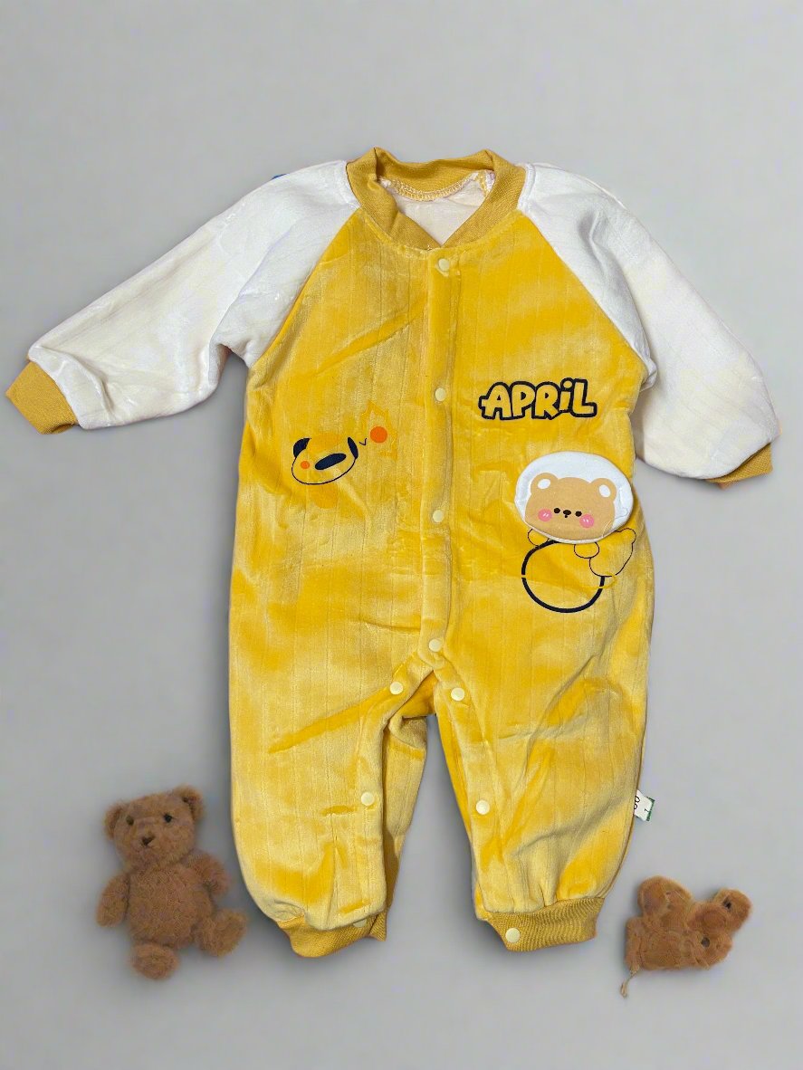 Adorable Yellow and White Baby Onesie Featuring Panda Design