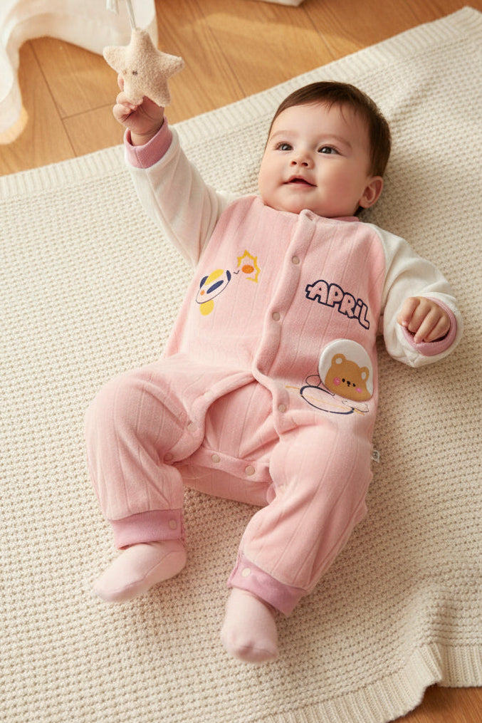 Adorable Pink & White Baby Onesie with Fun Prints