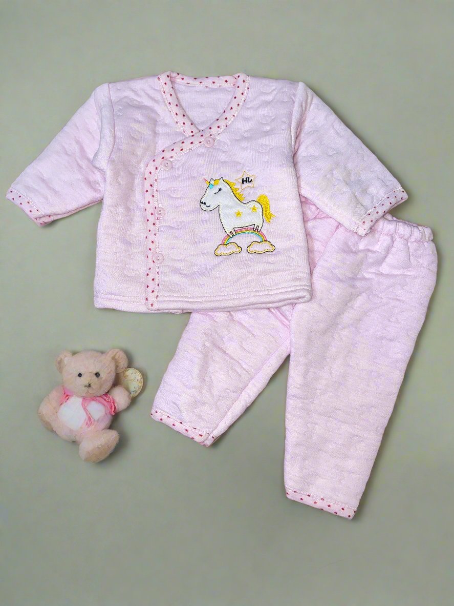 Adorable Pink Cartoon Horse Pajamas for Baby Set