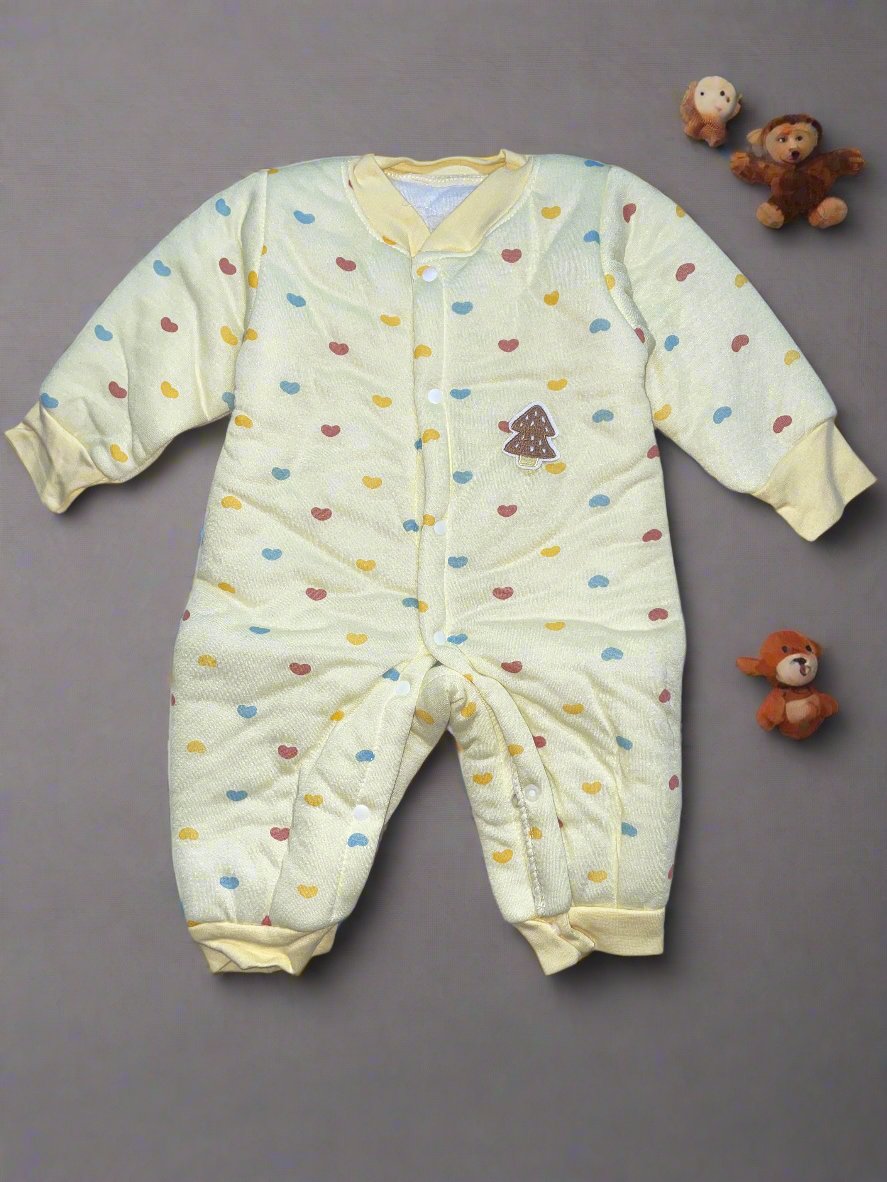 Adorable Light Yellow Baby Onesie with Teddy Bear Patch
