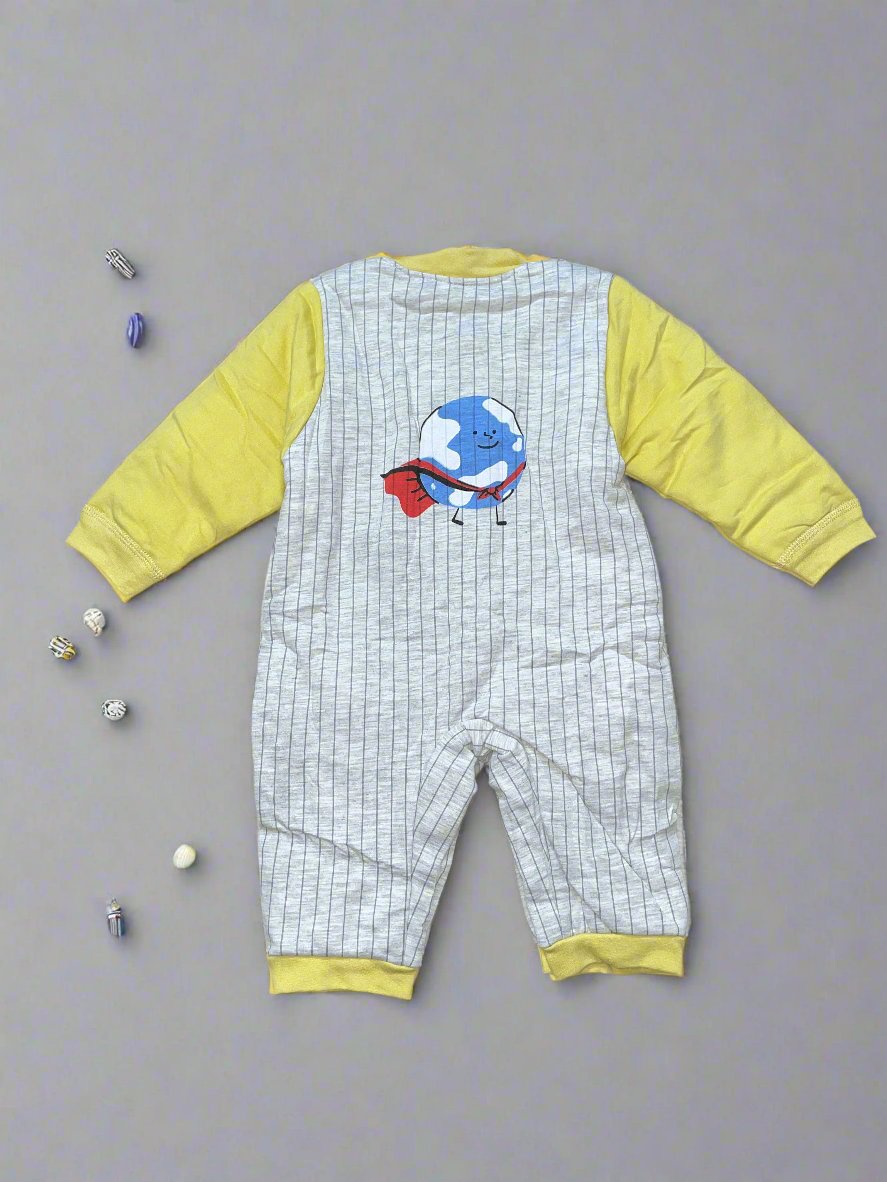 Adorable Striped Baby Onesie with Cartoon Design
