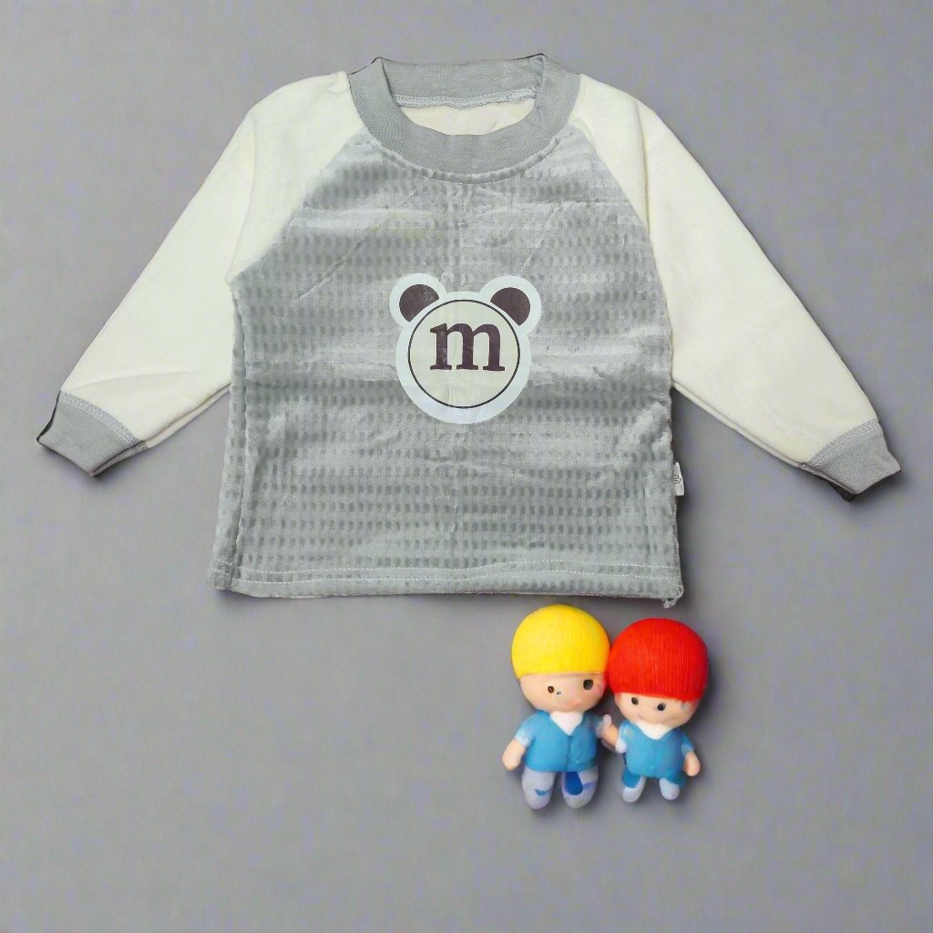 Cozy Gray and White Children's Top and Pajama set for kids