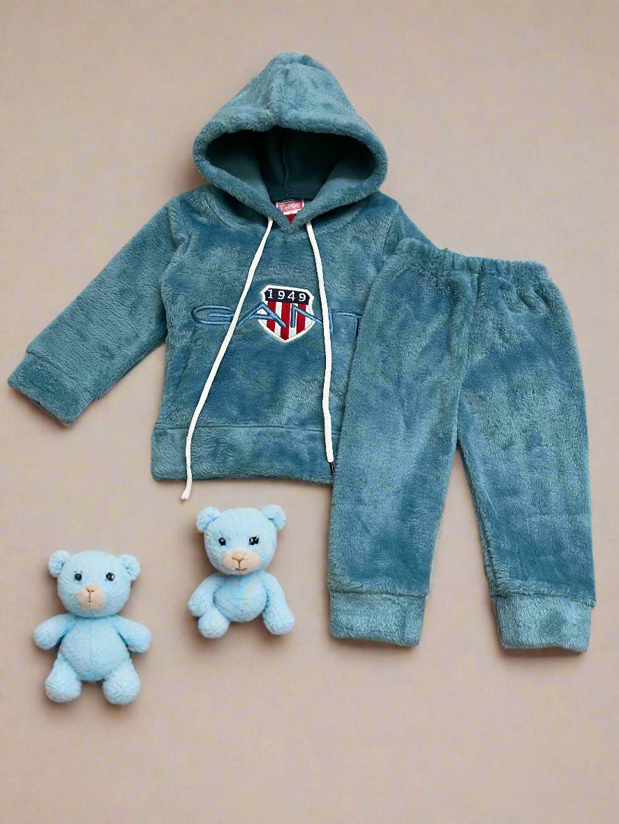 Vintage Blue Hoodie Set and Trousers for Casual Wear