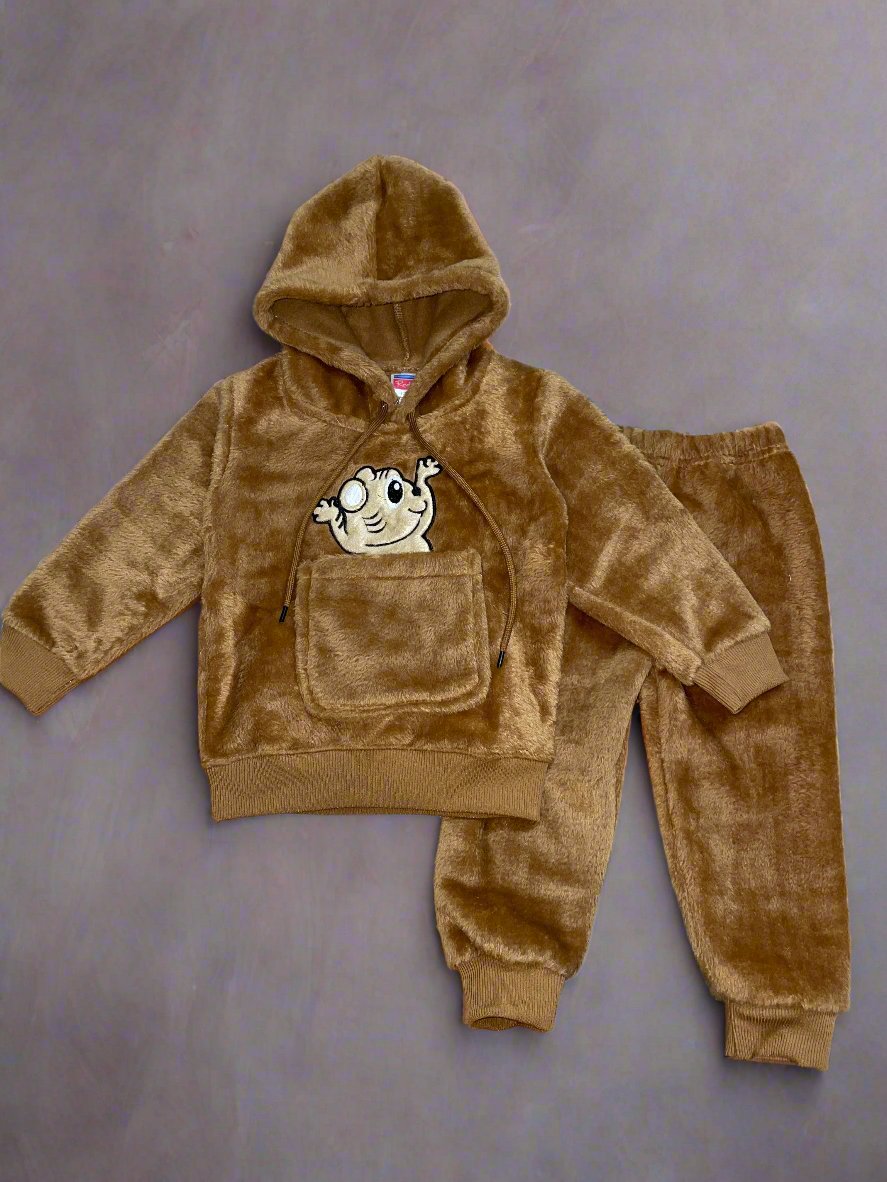 Adorable Light Green Hoodie and Pants Set with Cute Animal Graphics