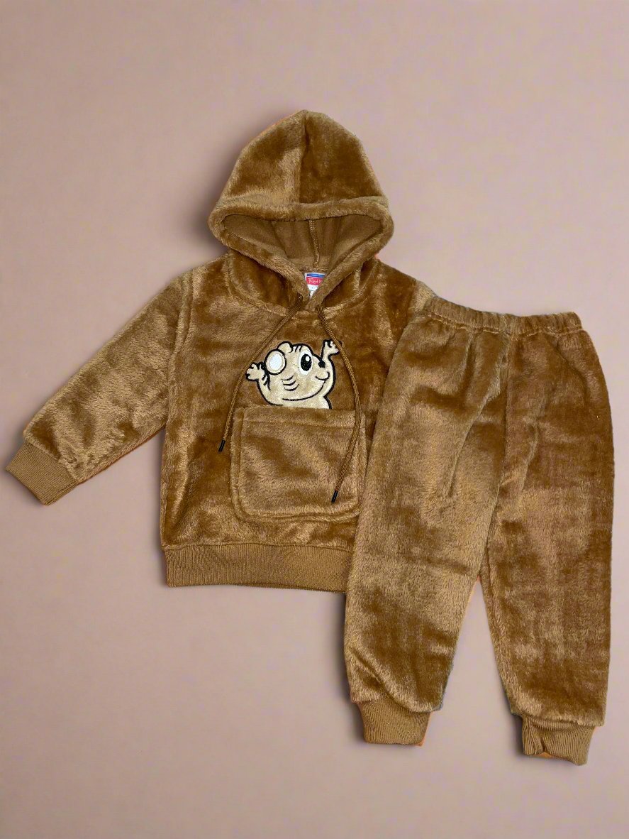 Adorable Light Green Hoodie and Pants Set with Cute Animal Graphics