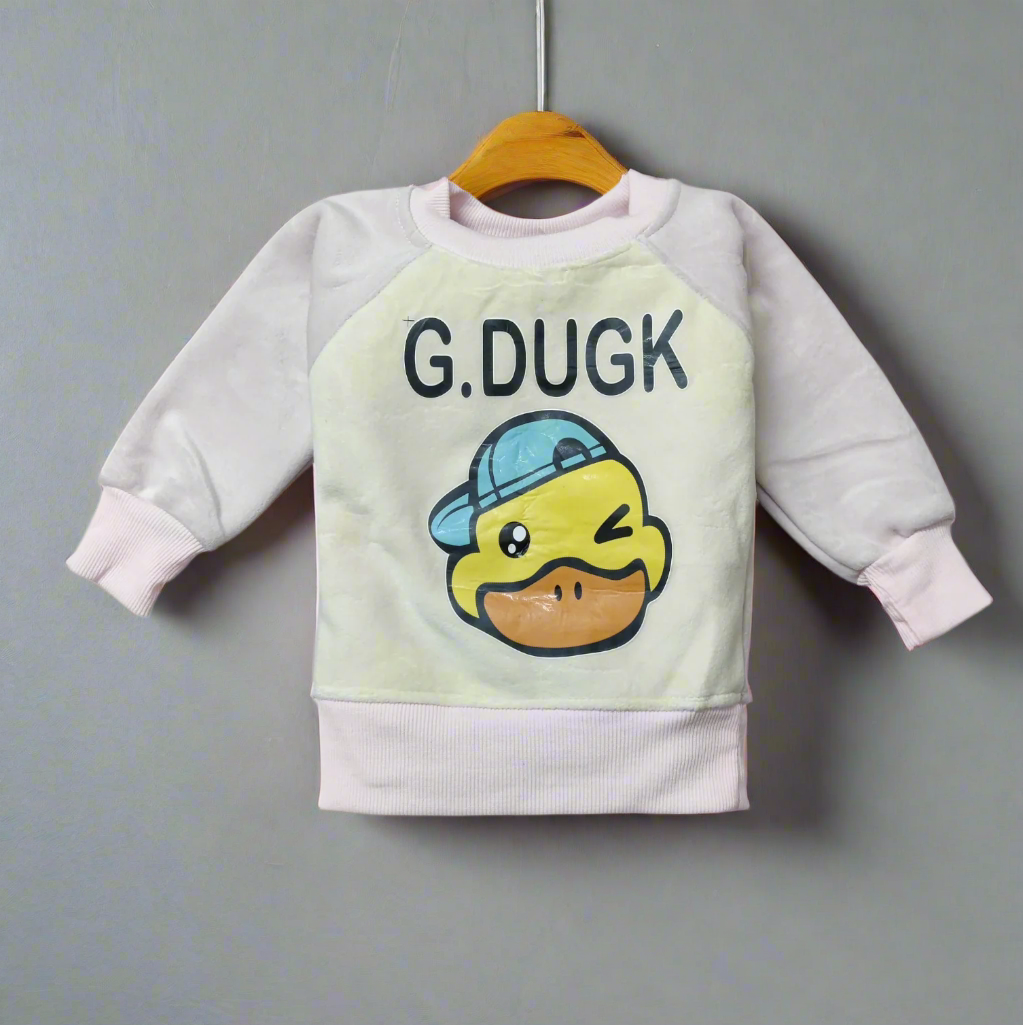 Adorable Pink and White Duck Themed Baby Top and Pajama Set