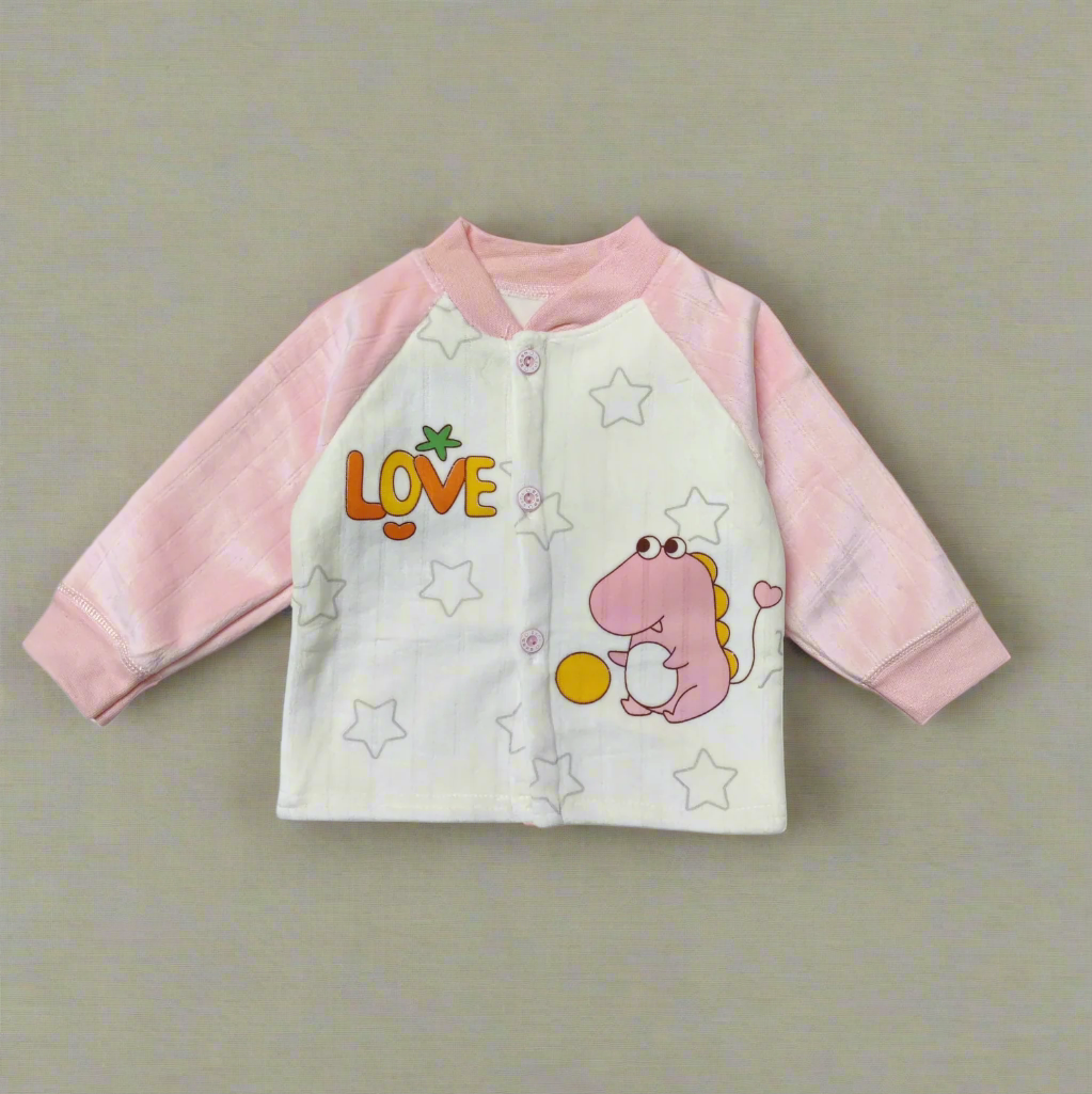 Adorable Pink Dinosaur Pajama Set - Pink and Cream Top for Kids