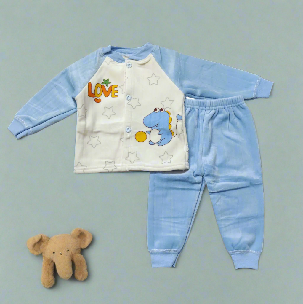 Adorable Blue and Cream Dinosaur Top and Pajama for Kids