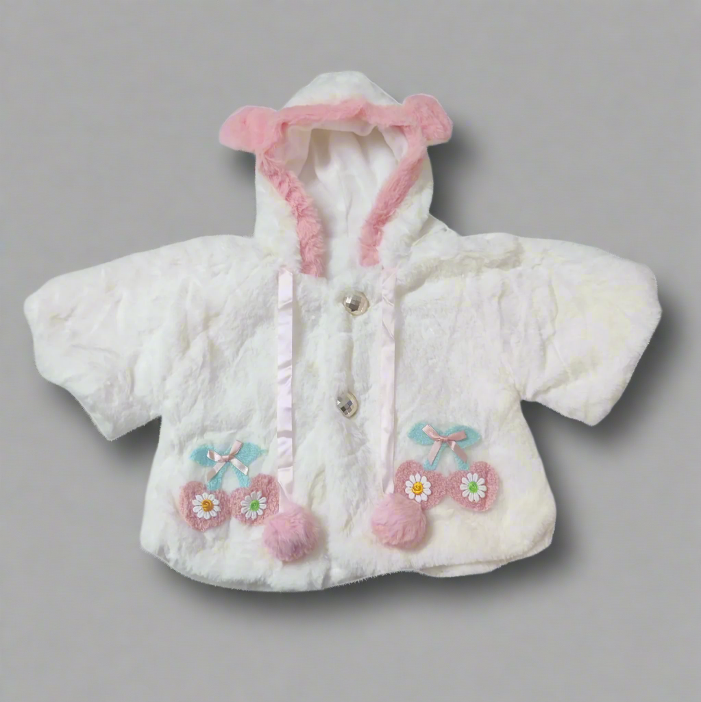 Adorable White and Pink Children's Hooded Jacket for girls