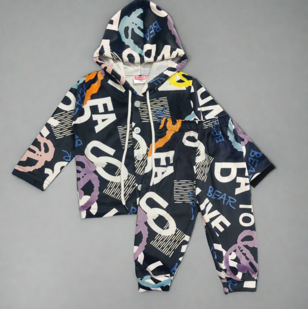 Vibrant Hooded Top and Pants Ensemble for Kids