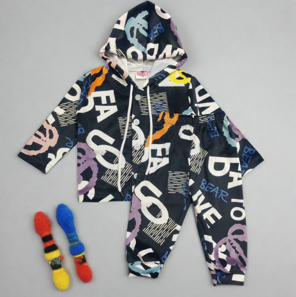 Vibrant Hooded Top and Pants Ensemble for Kids